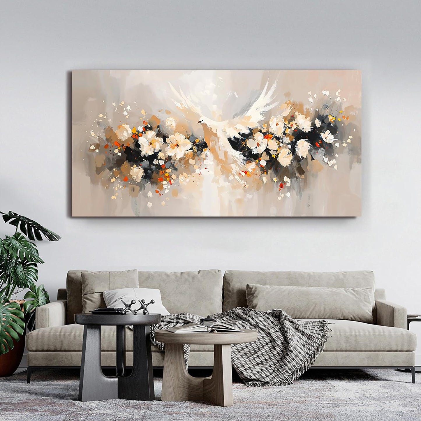 Large Canvas Wall Art Decor Wall Art Pictures for Living Room Colorful Flowers Wall Art Prints Artwork for Walls Oversized Dove of Peace Wall Art Art Work for Wall Decor Home Office Decor 29" X 58"