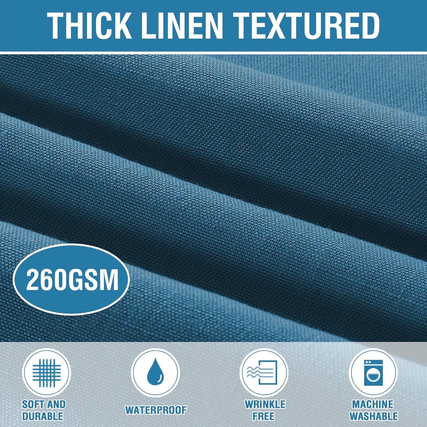 H.VERSAILTEX Linen Textured Table Cloths Round 60 Inch Premium Solid Tablecloth Spill-Proof Waterproof Table Cover for Dining Buffet Feature Extra Soft and Thick Fabric Wrinkle Free, Ink Blue