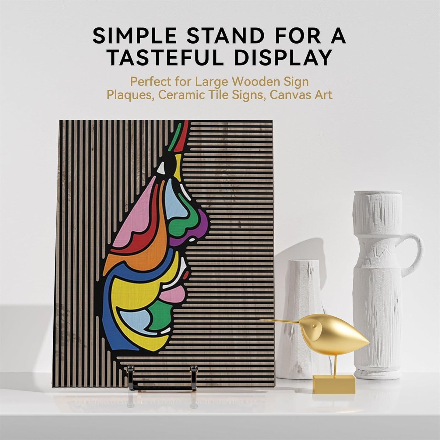 16 Inch Heavy Duty Plate Stand (2 Pack) - Metal Display Easel for Large Plates, Picture Frames, Signs, Posters, Decorative Platters