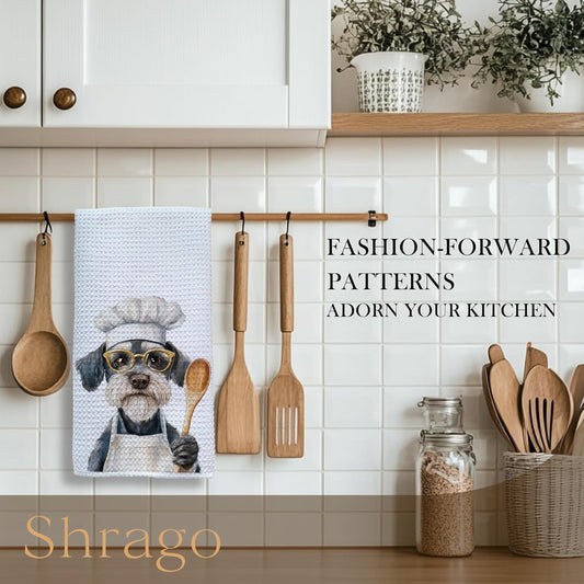 Funny Schnauzer Dog Kitchen Towels, Schnauzer Gifts for Women Men Dish Tea Towels for Kitchen, Dog Lovers Mom Dad Owner Gifts Decorative Hand Towels, 16x24 Inch