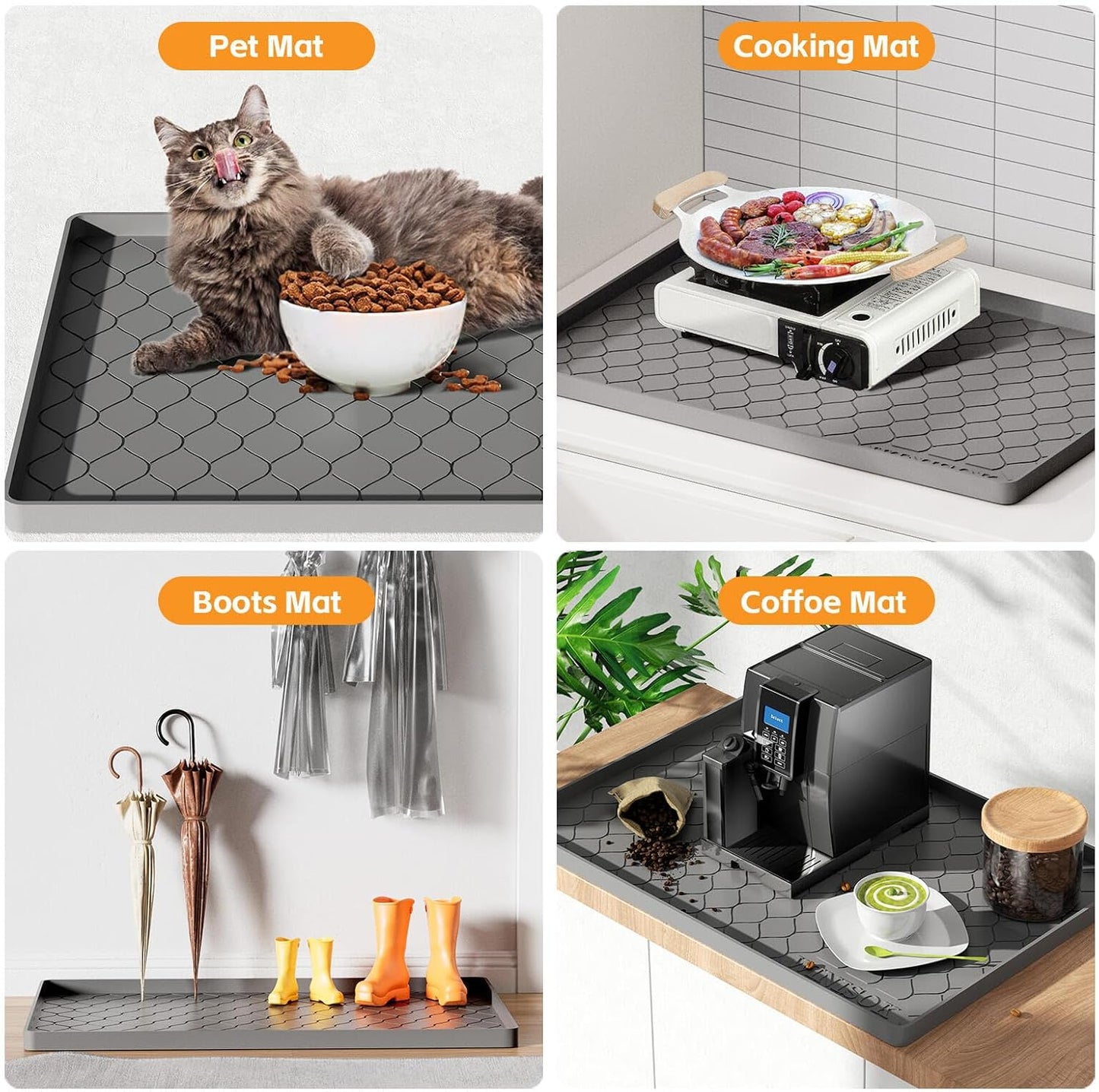 Silicone Under Sink Mat 28" x 19", kitchen Essentials and Gadgets, Shelf liner and Cabinet Protector, Home Organizers and Storage, Waterproof Bathroom Tray