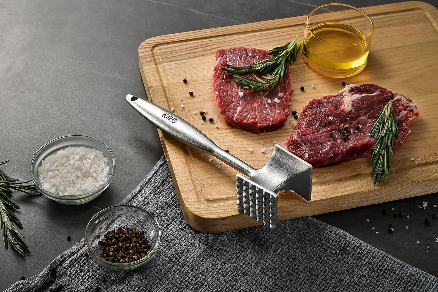 Solid Stainless Steel Meat Mallet Tenderizer Tool - Chicken Pounder Flattener, Hammer for Kitchen, Food, Cooking - Dishwasher Safe Meat Smasher