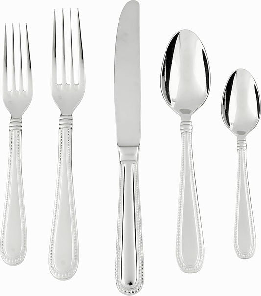Fortessa Caviar 18/10 Stainless Steel Flatware, 5 Piece Place Setting, Service for 1