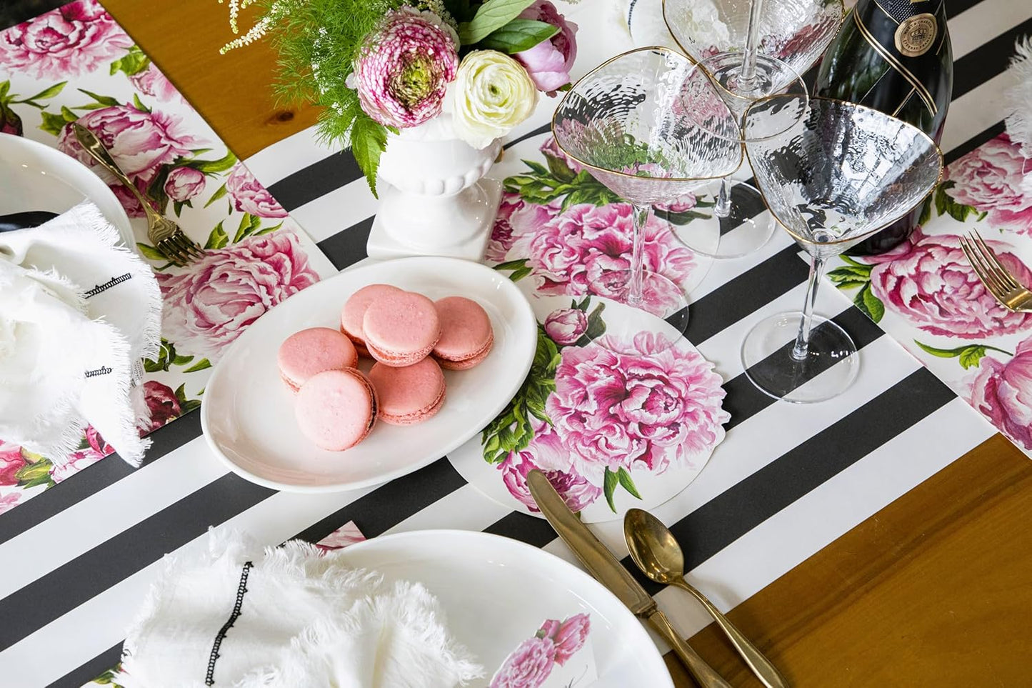 Black and White Striped Paper Table Runner - 25' Long x 20" Wide