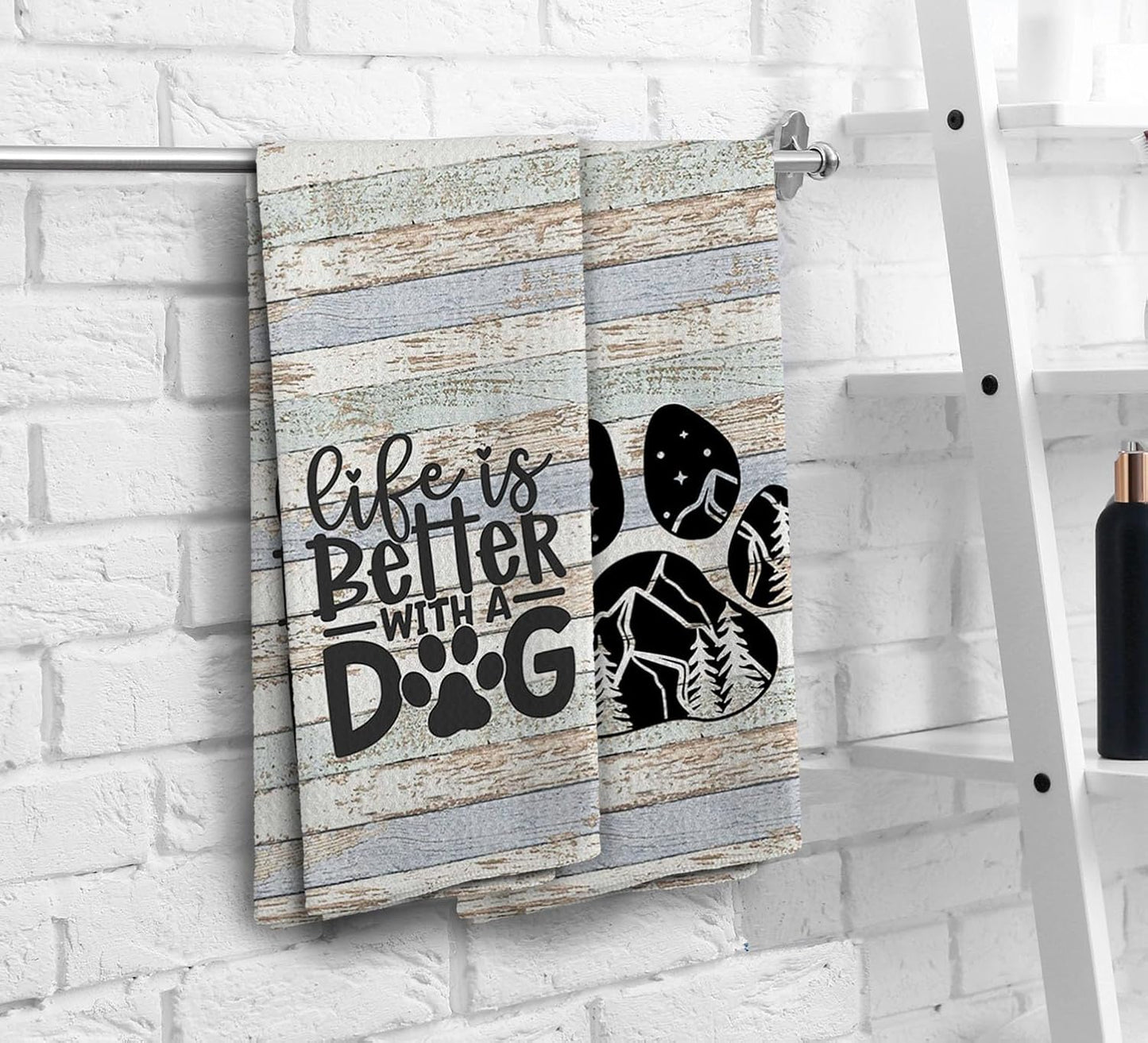 Dog Towel - Life is Better with A Dog Kitchen Towels & Dishcloths Set of 2, 1624 Inches