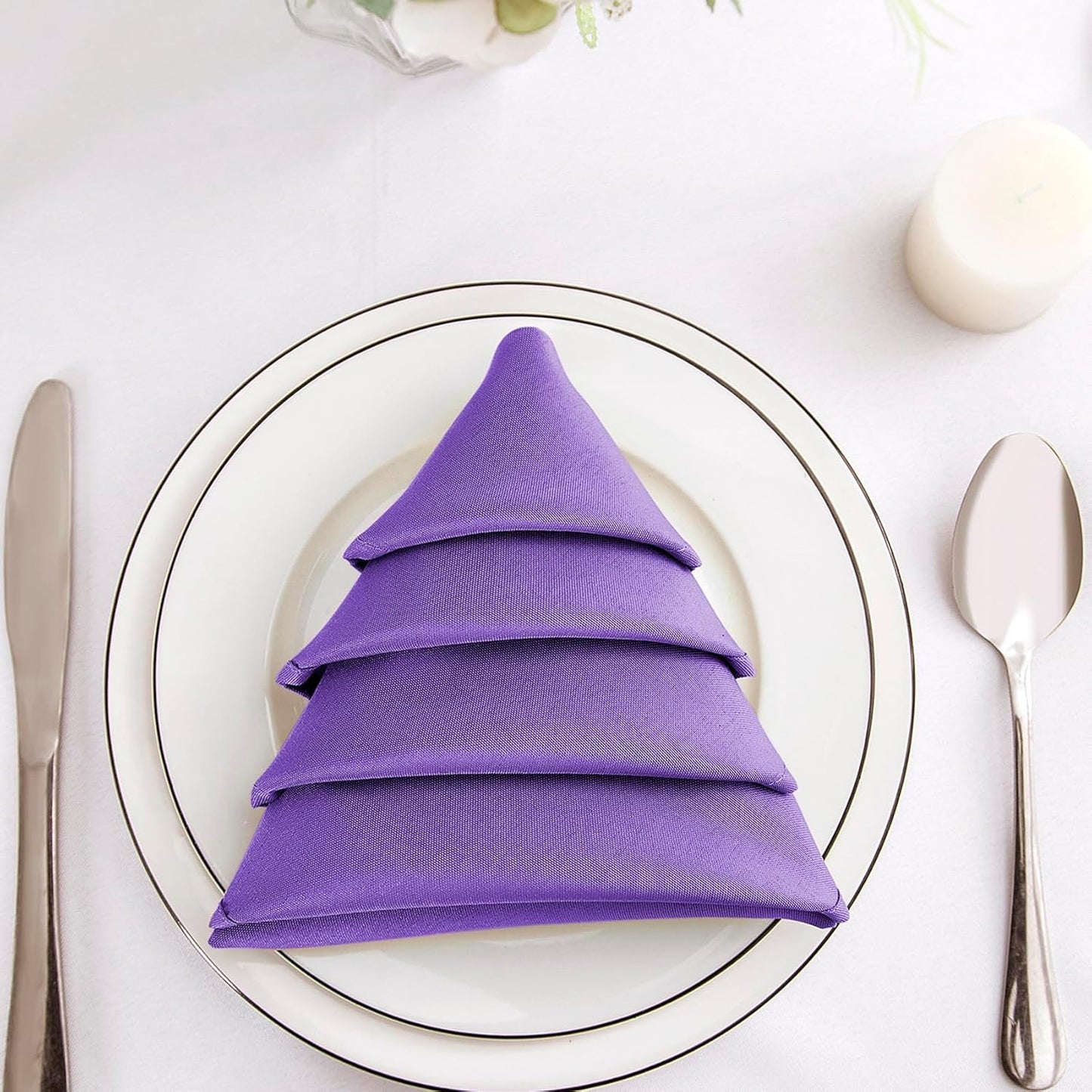 Bailarina Cloth Napkins Set of 120,17x17 inches Dinner Napkins Cloth Washable,Polyester Square Table Cloth Napkin Bulk with Hemmed Edges Ideal for Banquets, Parties and Weddings-Purple