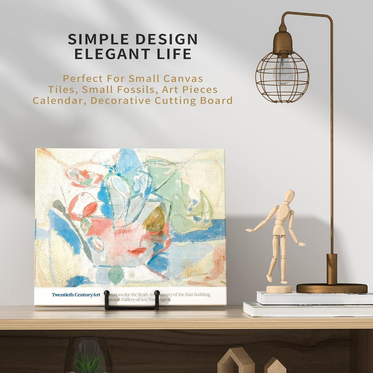 4 Pack Plate Stands for Display - 4.5 Inch Metal Square Wire Plate Holder Display Stand + Picture Frame Stand Holder Easel for Book, Decorative Plate, Plaque, Photo, Platter (Black)