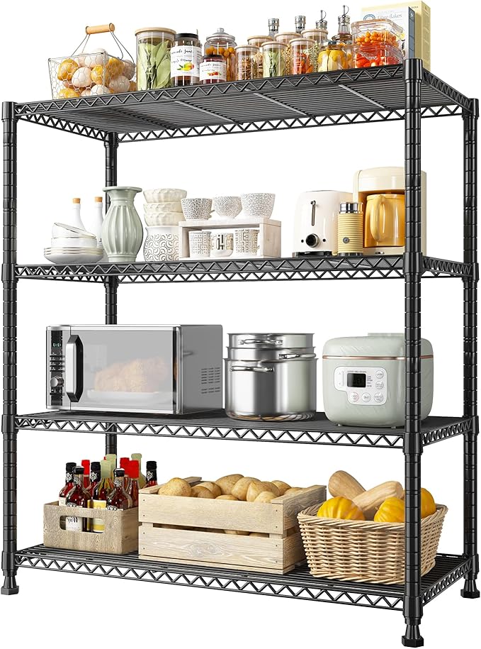 REIBII Wire Shelving Storage Shelves Metal Shelves Heavy Duty Shelving Adjustable Garage Storage Wire Shelf Pantry Shelves for Bedroom Kitchen Rack 35.5''W x 14''D x 59''H
