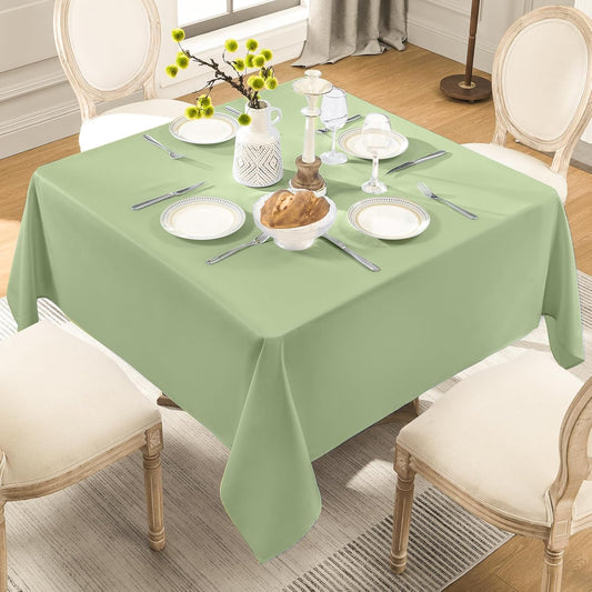 Square Tablecloth 52 x 52 Inch Sage Green Tablecloths Stain-Wrinkle Resistant Washable Polyester Table Cloths for Holiday, Buffet Parties, and Weddinge 1pack