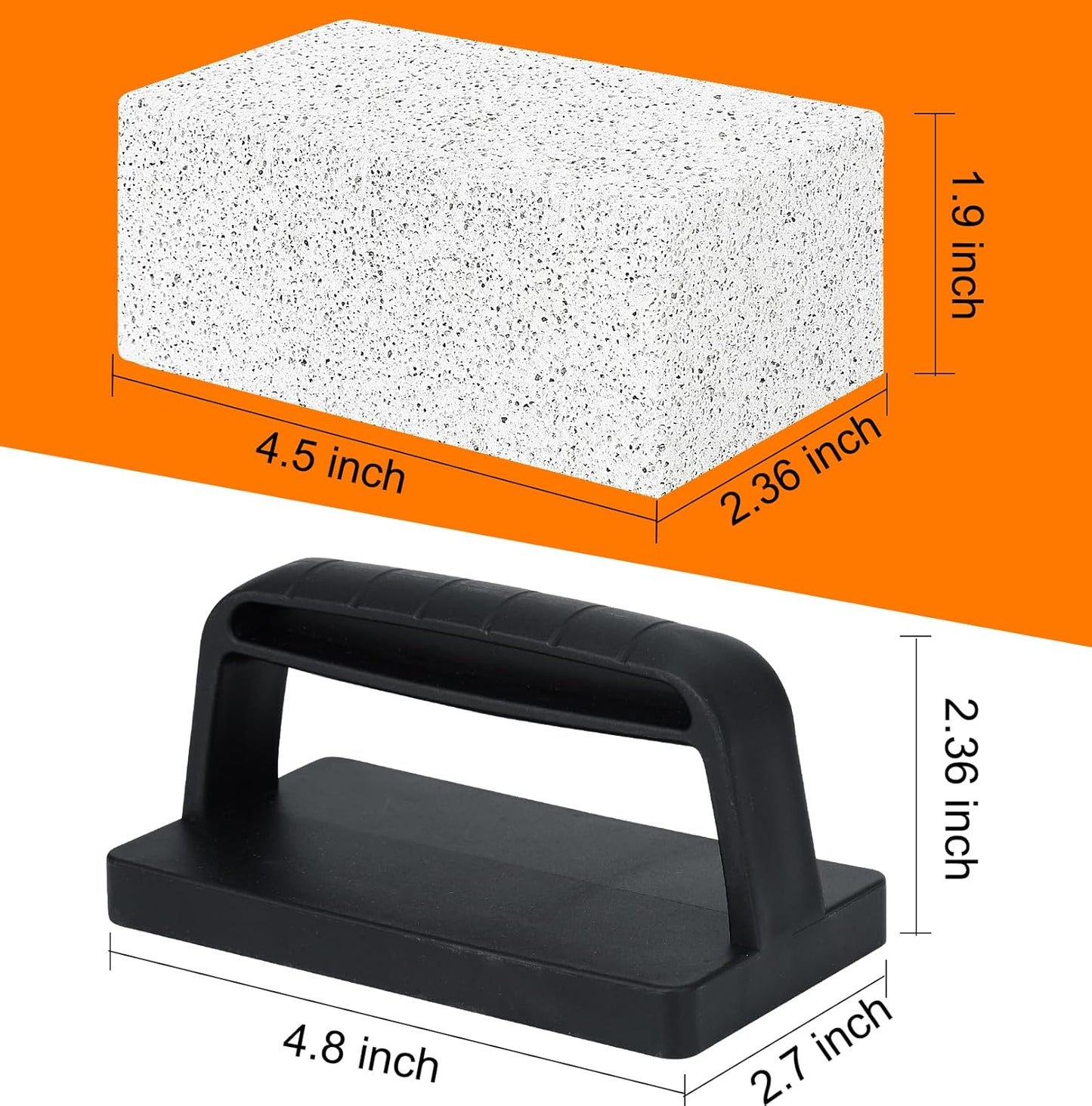 Heavy Duty Grill Cleaner for Blackstone - Grill Cleaning Brick with Handle, Griddle Pumice Stone for Cleaning BBQ Grill, Swimming Pool, Sink (4 Pack)