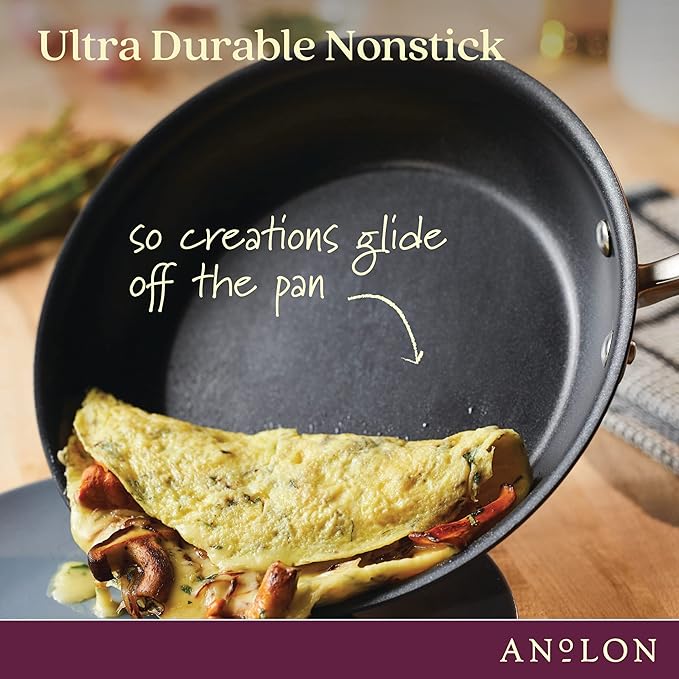 Anolon Advanced Home Hard Anodized Nonstick Sauté Pan with Helper Handle and Lid, 5 Quart - Moonstone