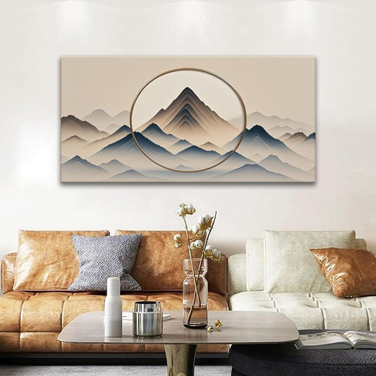 Suconvng Canvas Wall Art Decor Modern Abstract Wall Decor For Living Room Modern Office Mural Abstract Art Print Painting Mountain Landscape Wall Pictures Artworks Home Artwork Ready To Hang 24"X 48"