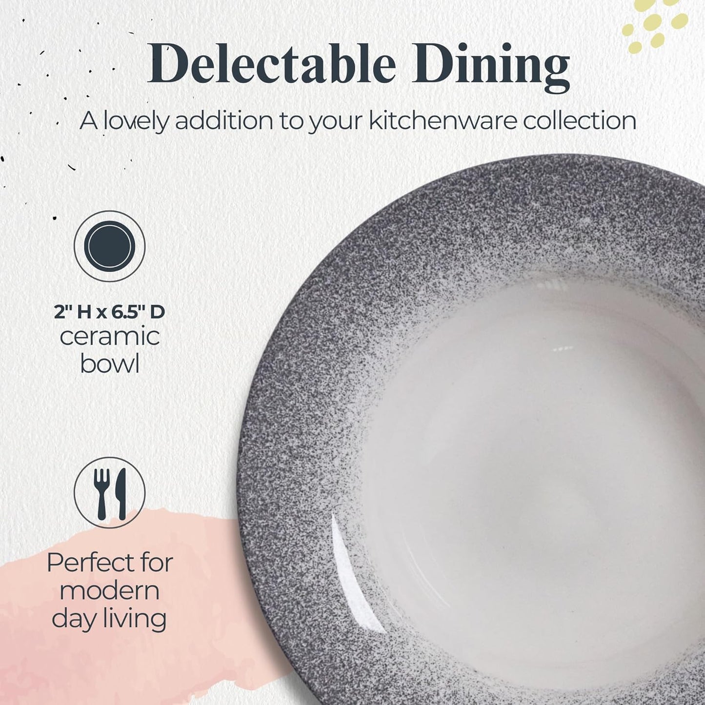 Portmeirion Potter's Mist Oatmeal Bowl (Set of 4) - Ideal for Porridge, Soup, Desserts - Microwave & Dishwasher Safe Earthenware Bowls, Durable Dishware Collection - Made in UK (Grey Mist)