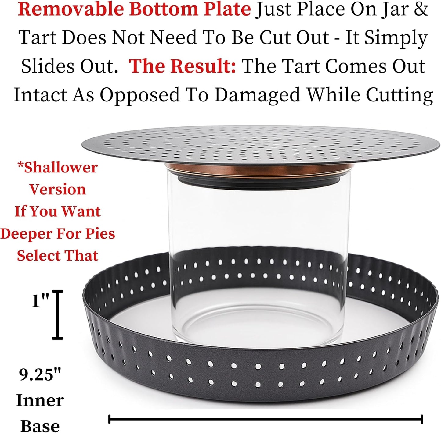 Why Holes: For The Crispiest Crusts. King Crispy's Tart & Quiche Pan. A Non-Stick, Removable Bottom, Dishwasher Safe, Perforated Fruit Tart Baking Tin (9 Inch X 1.25 Inch Shallow)
