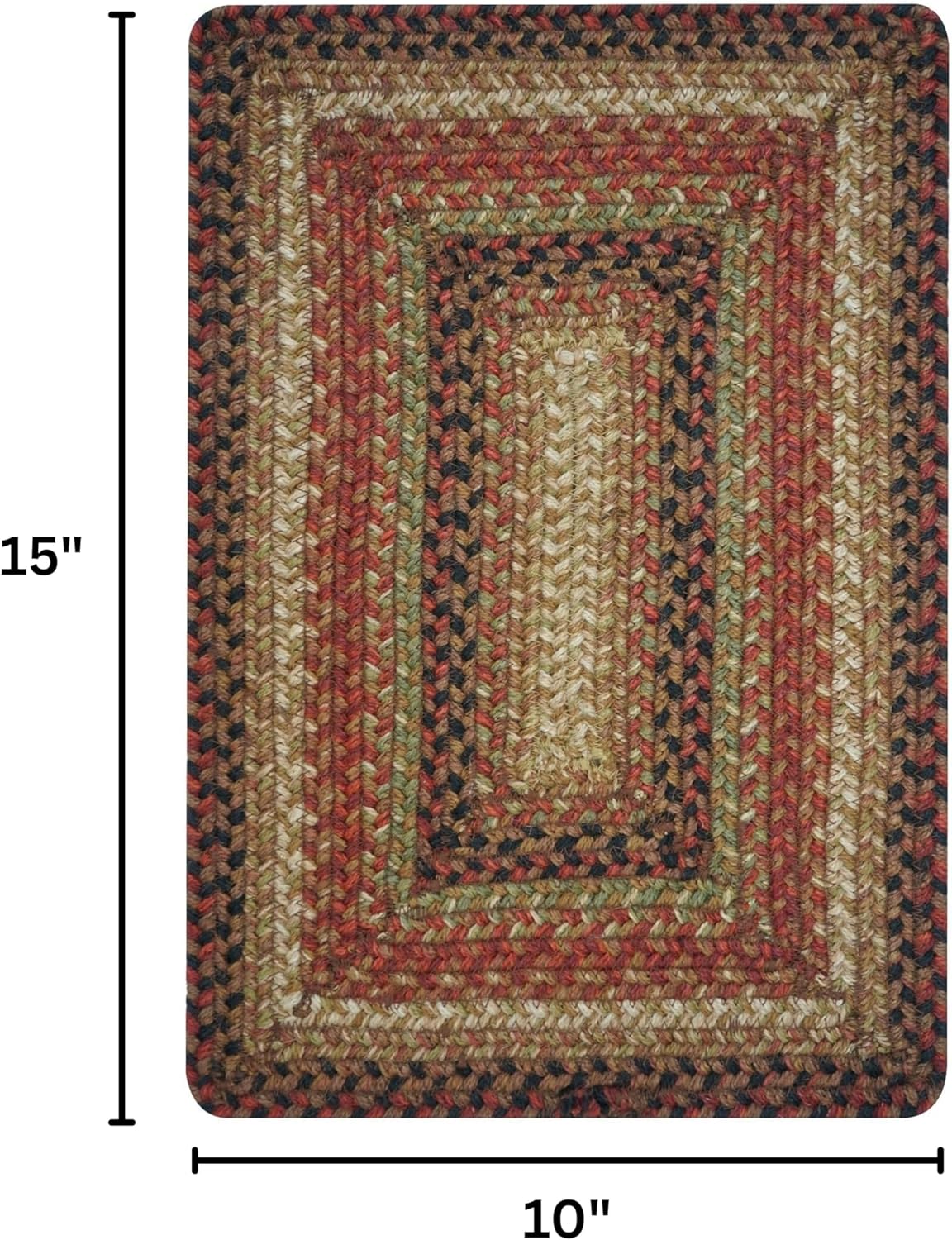 Homespice Gingerbread Premium Jute Braided Placemat Set of 4-10x15 Rectangular Multi Color Reversible, Natural Jute Yarn Rustic, Country, Primitive, Farmhouse Style