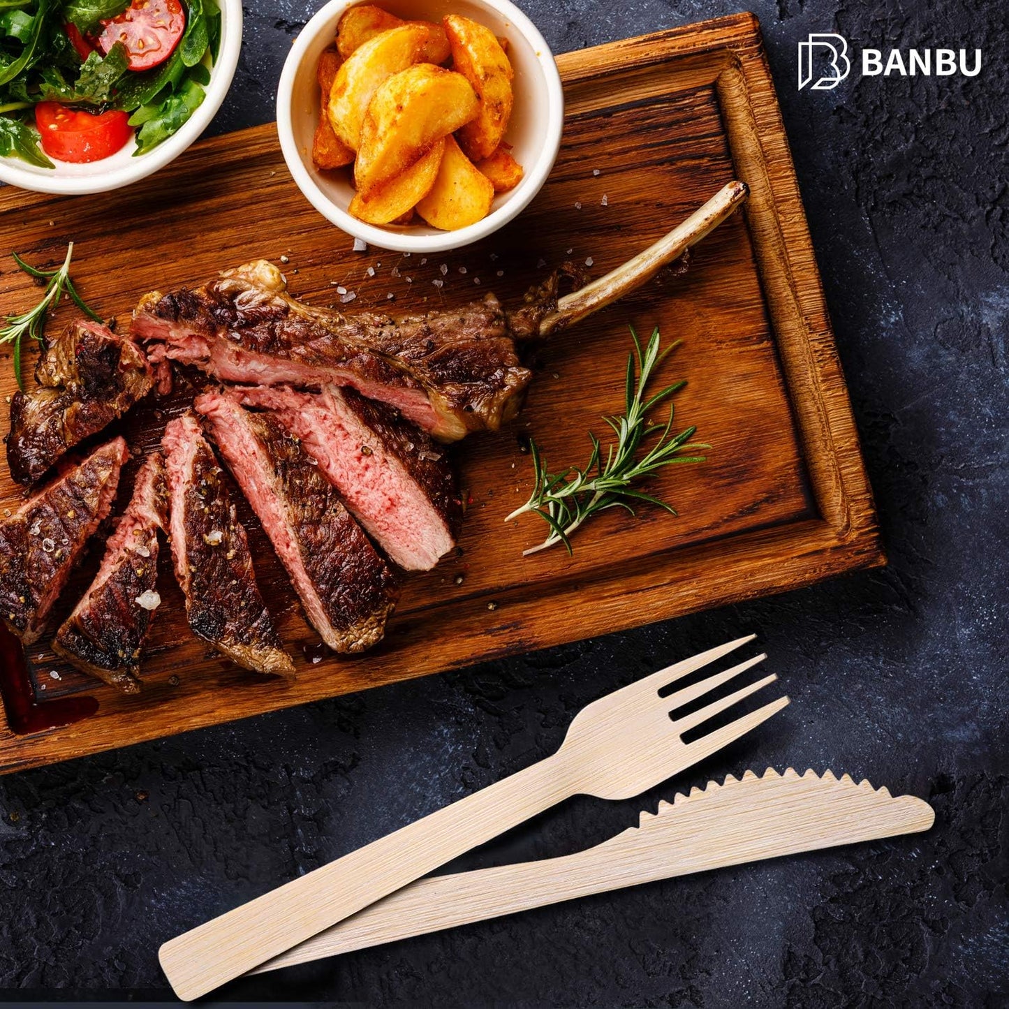 Bamboo Utensils Disposable- 200PK 6.7" Bamboo Forks Disposable 100% Compostable Biodegradable Renewable Natural Cutlery Fork for Travel/Camping/Wedding/Party