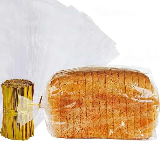 Reusable Plastic Bread Bags - 150 Pack Clear Loaf Bags for Homemade Bread - Perfect for Baked Goods Storage