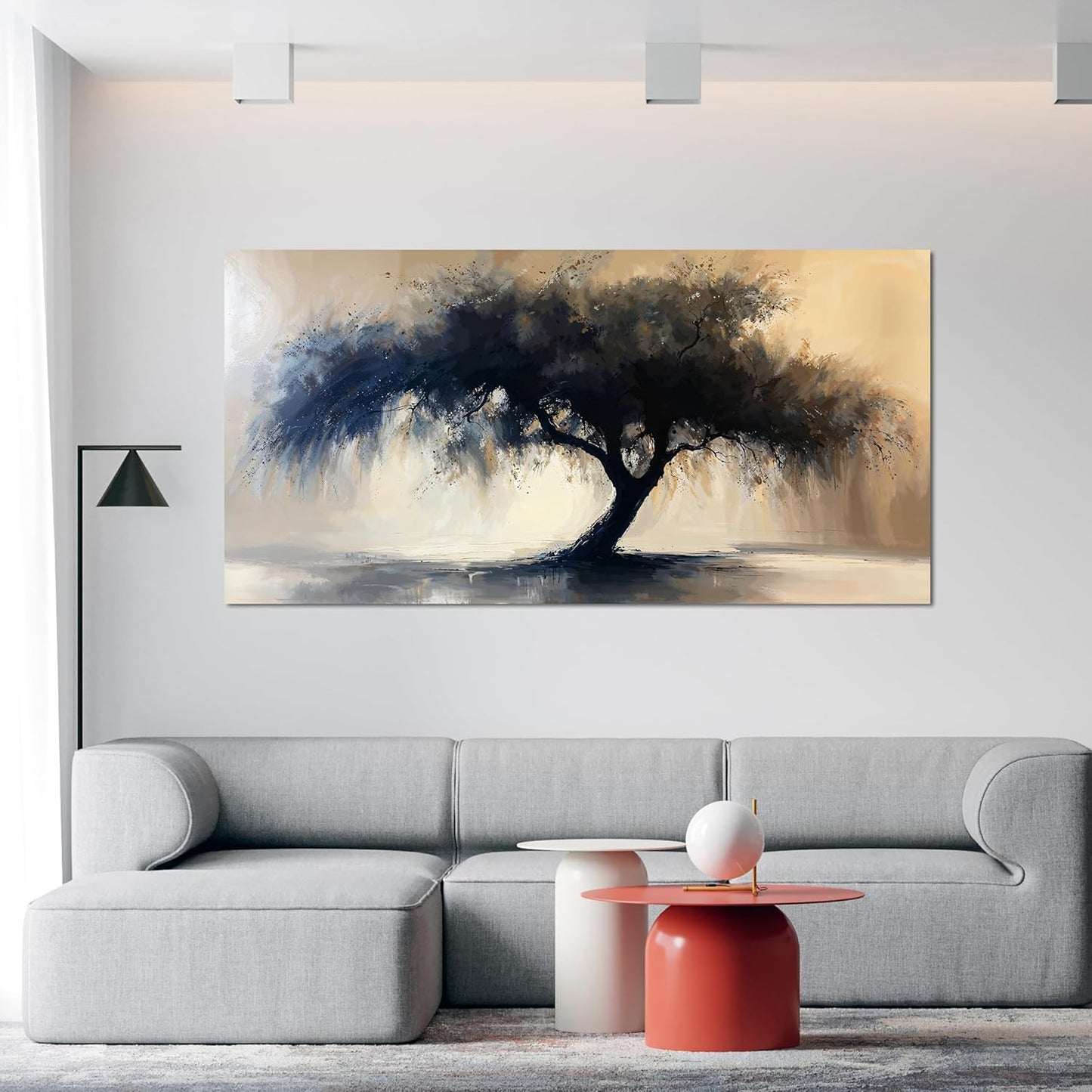 Abstract Wall Art Decor Modern Canvas Art Work For Wall Decorations Living Room Black Tree Of Life Wall Art Black Abstract Minimalist Wall Art Canvas Prints Art Work For Home Office Wall Decor 20" X 40"
