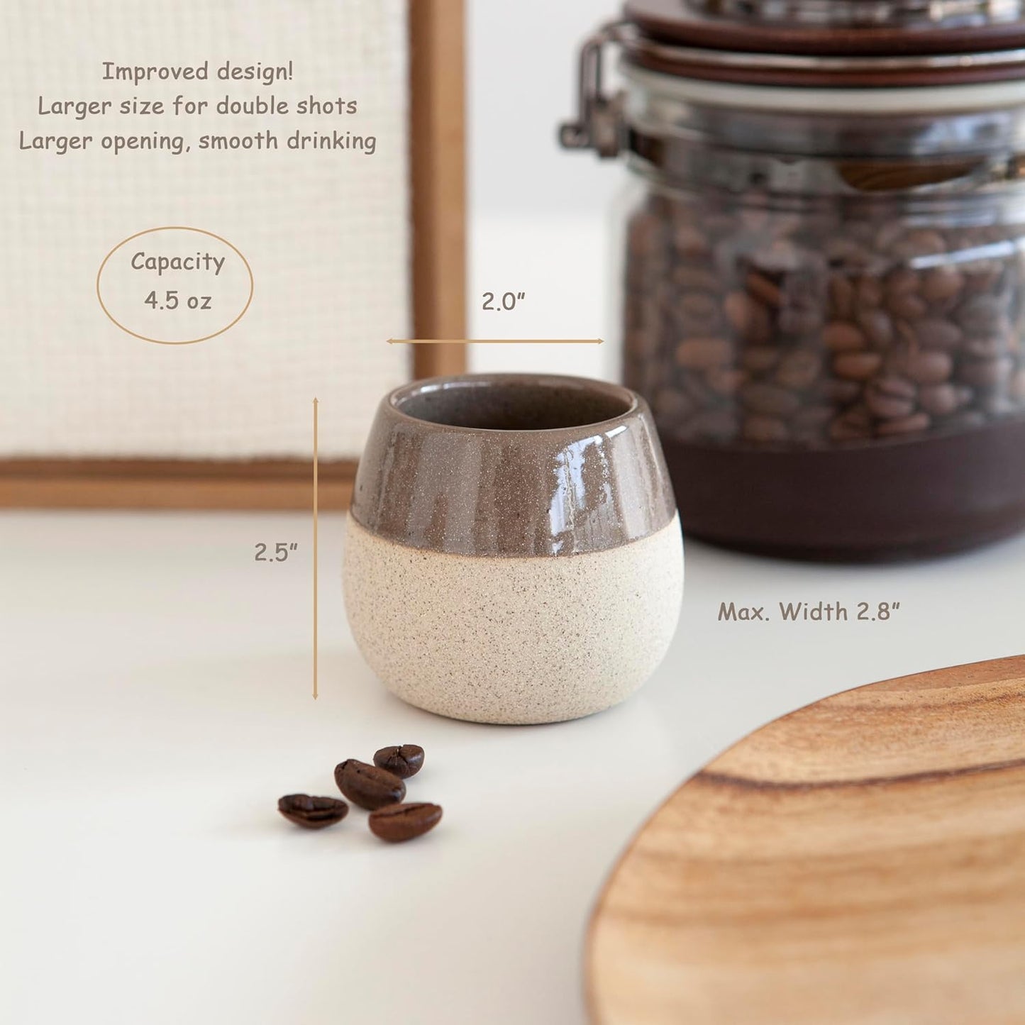 Ceramic Espresso Cups Set of 4, 4.5oz capacity - Small Modern Coffee Cups - Dishwasher Safe Cortado Macchiato Coffee Mugs for Nespresso Machine - Demitasse Cups - Espresso Accessories - Expresso Cup