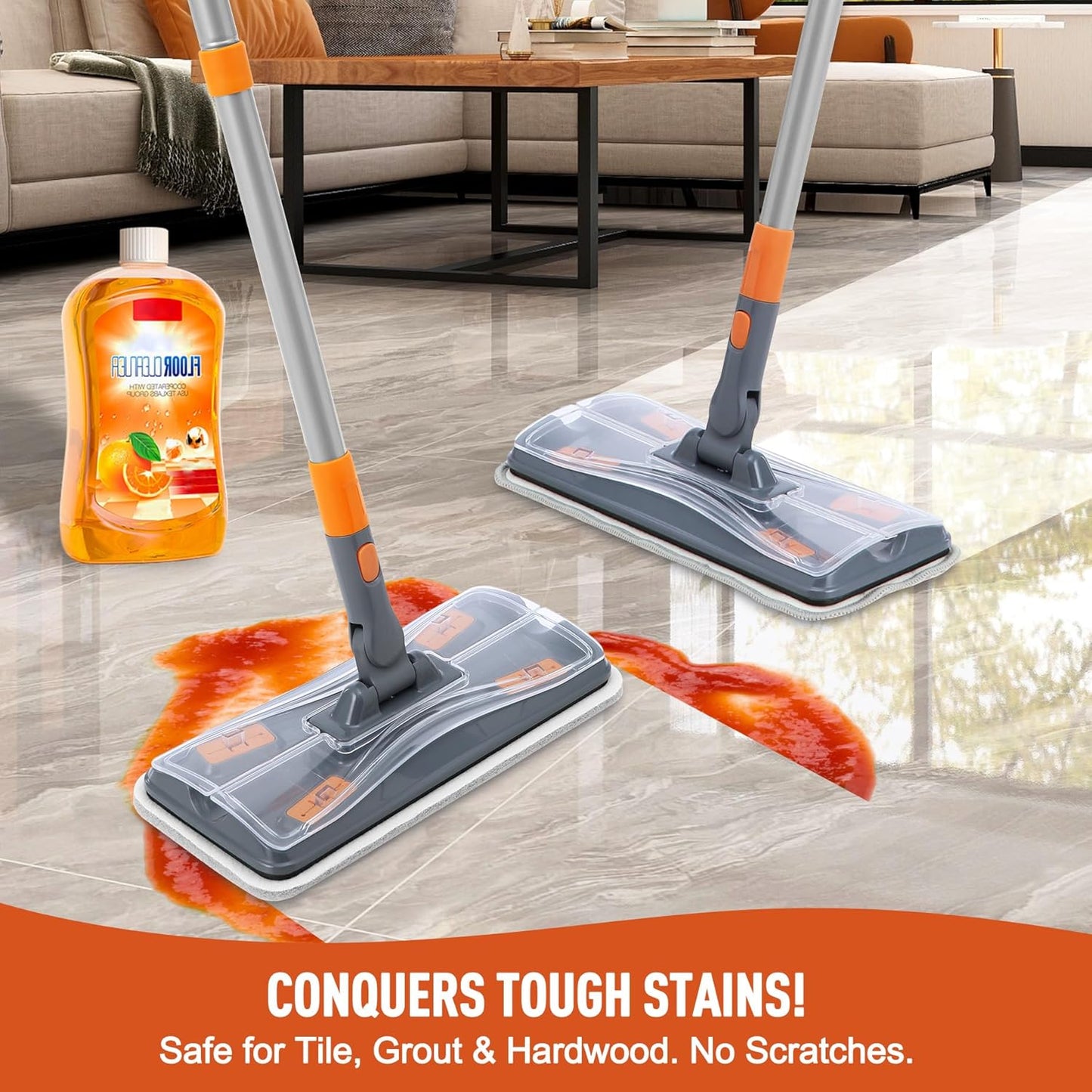 Lightweight Flat Mop with 10 Disposable & 1 Washable Pads, Scrubber for Wet/Dry Hardwood Floor Cleaning, Tile Grout Cleaner, Microfiber for Laminate, Pet Hair Dust