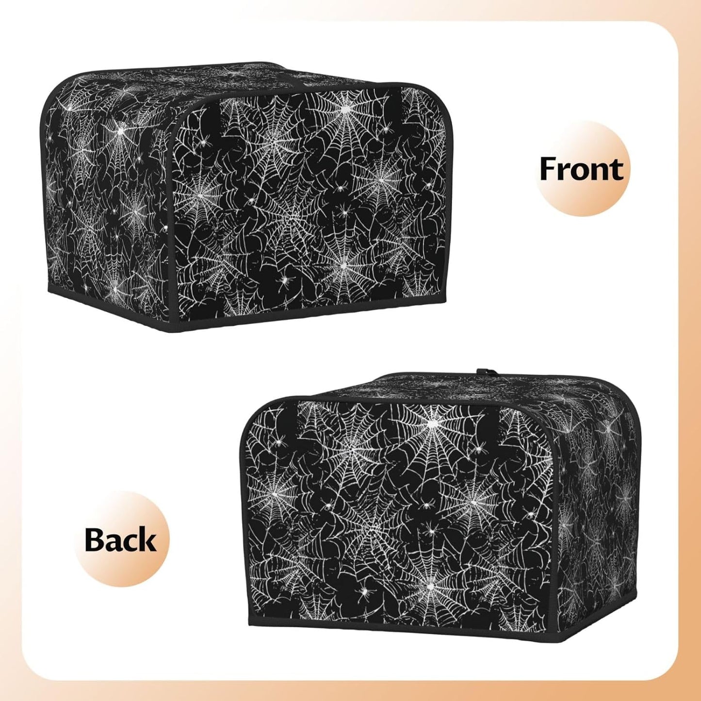 Toaster Cover 4 Slice Halloween Spider Web Pattern Kitchen Small Appliance Covers with Pockets Dust and Fingerprint Protection