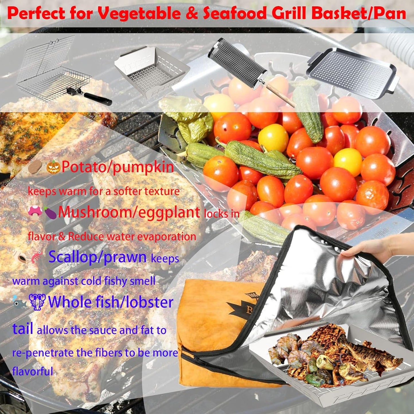 BBQ Blanket for Resting Meat Compatible with Traeger Pellet Smoker Grill -Meat Insulated Resting Bag for Brisket/Pork Shoulder/Steak -BBQ Accessories Birthday for Men Him Dad(21 inch)