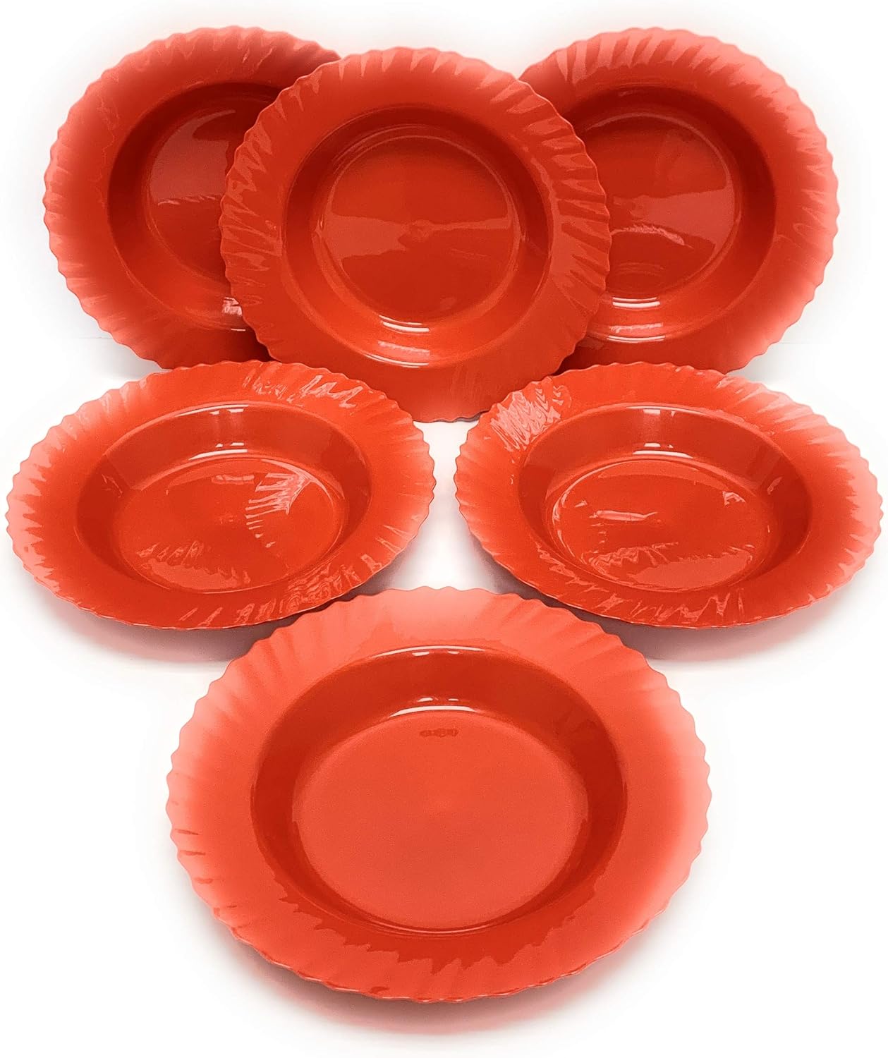 Mintra Home Curly Collection (9in Shallow Bowl 6pk, Red)