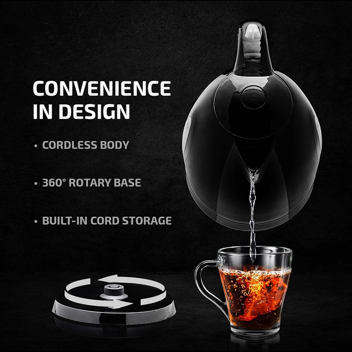 OVENTE Electric Kettle, 1.7L Fast Boiling Water Heater for Coffee or Tea, BPA Free with Water Level Gauge, Auto Shut-Off, Boil-Dry Protection, Indicator Light and Removable Filter, Black KP72B