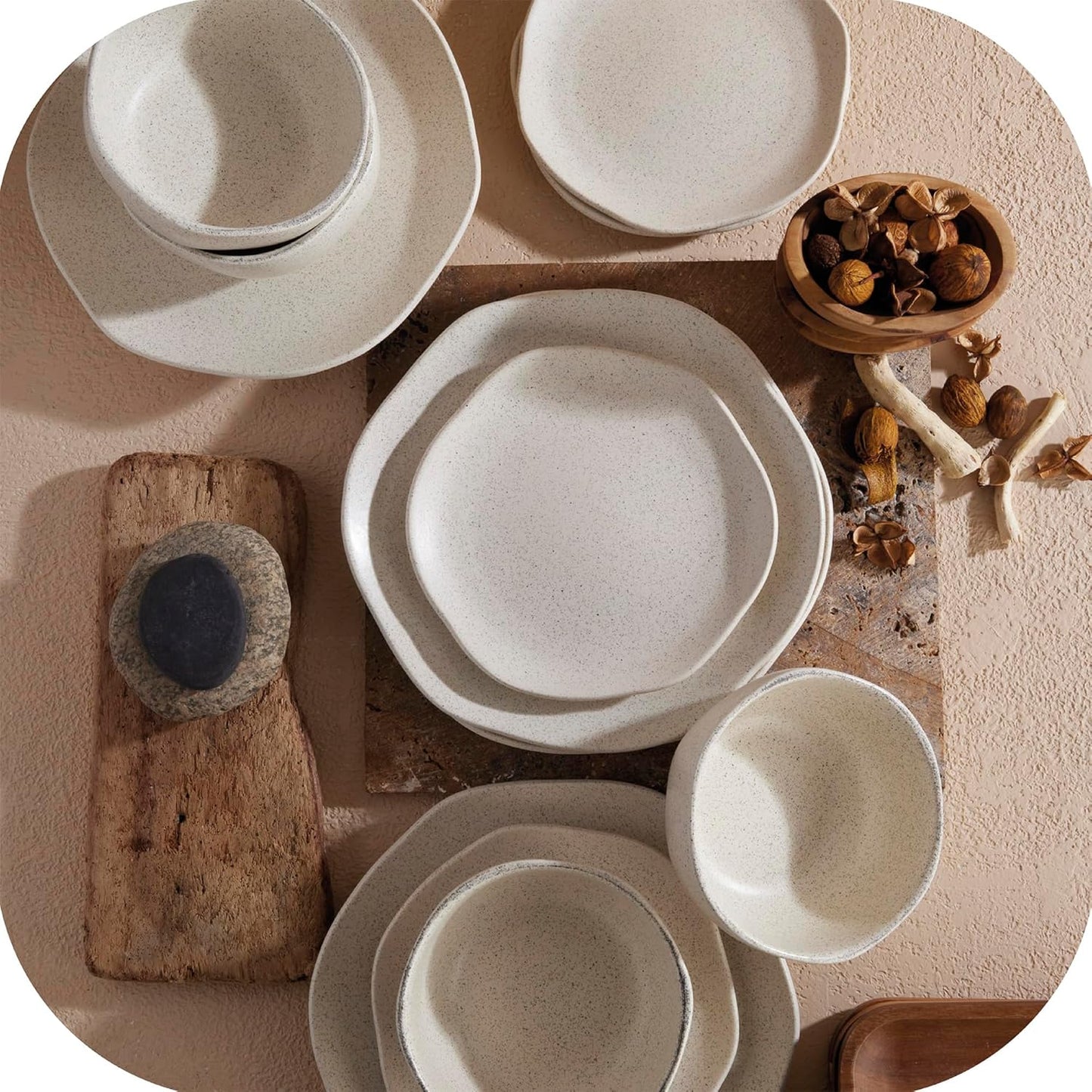 Corona Dinnerware Set 12– piece, Plates and Bowls Set, Ceramic Sets for 4, Microwave and Dishwasher Safe, Orion Reactive Glaze