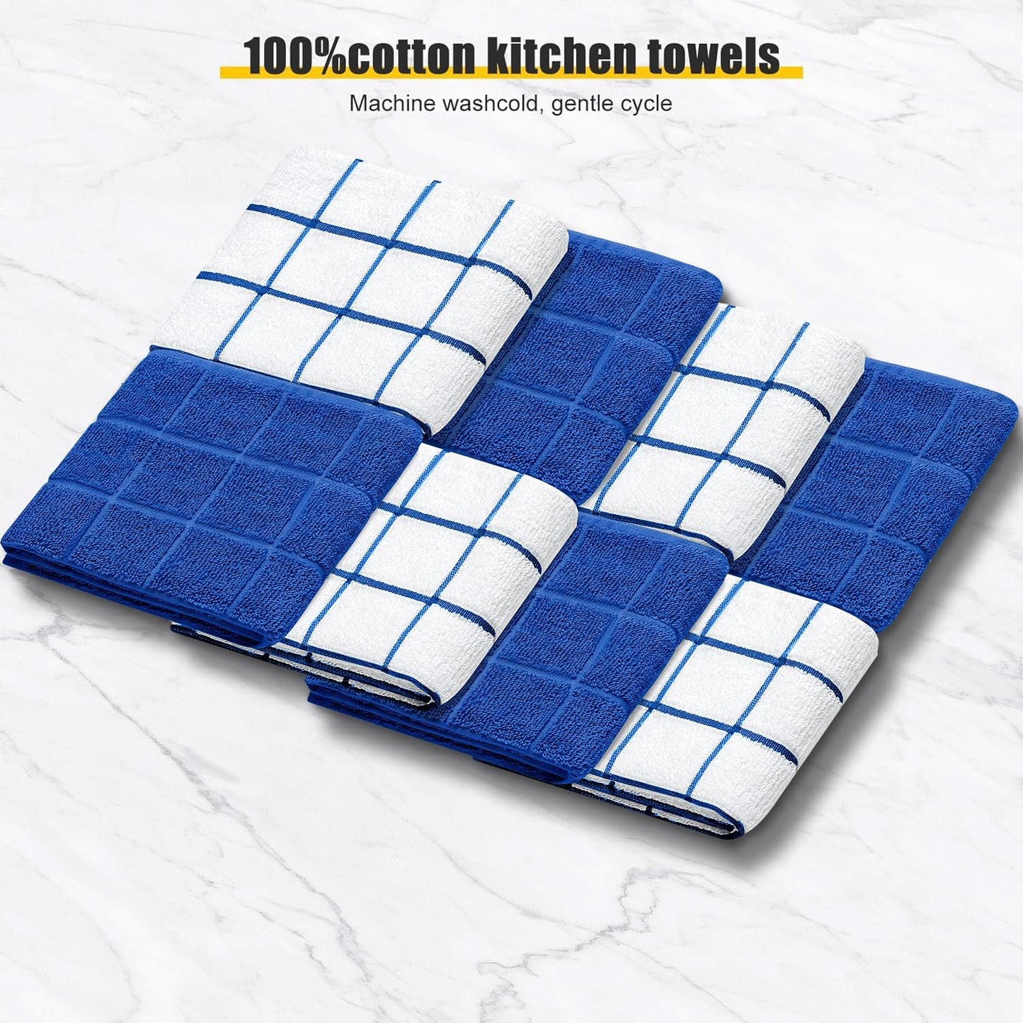Oven Mitts Kitchen Towels Dishcloths with Pot Holders Sets, Dish Towels Sets, Oven Gloves Pot Pads Heat Resistant 500 Degrees with Non-Slip Silicone Surface for Cooking Baking Grilling-Royal Blue