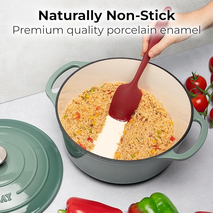 Zulay Kitchen 6 Quart Enameled Cast Iron Dutch Oven Pot with Lid – Premium Durability & Oven Safe up to 500°F – Heavy Duty Cookware Perfect for Bread Baking, Stews, Braising & Roasting - Aventurine