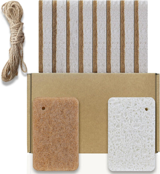 Kitchen Biodegradable Compostable Cellulose Sponges - Pack of 10 Eco Friendly Sponge