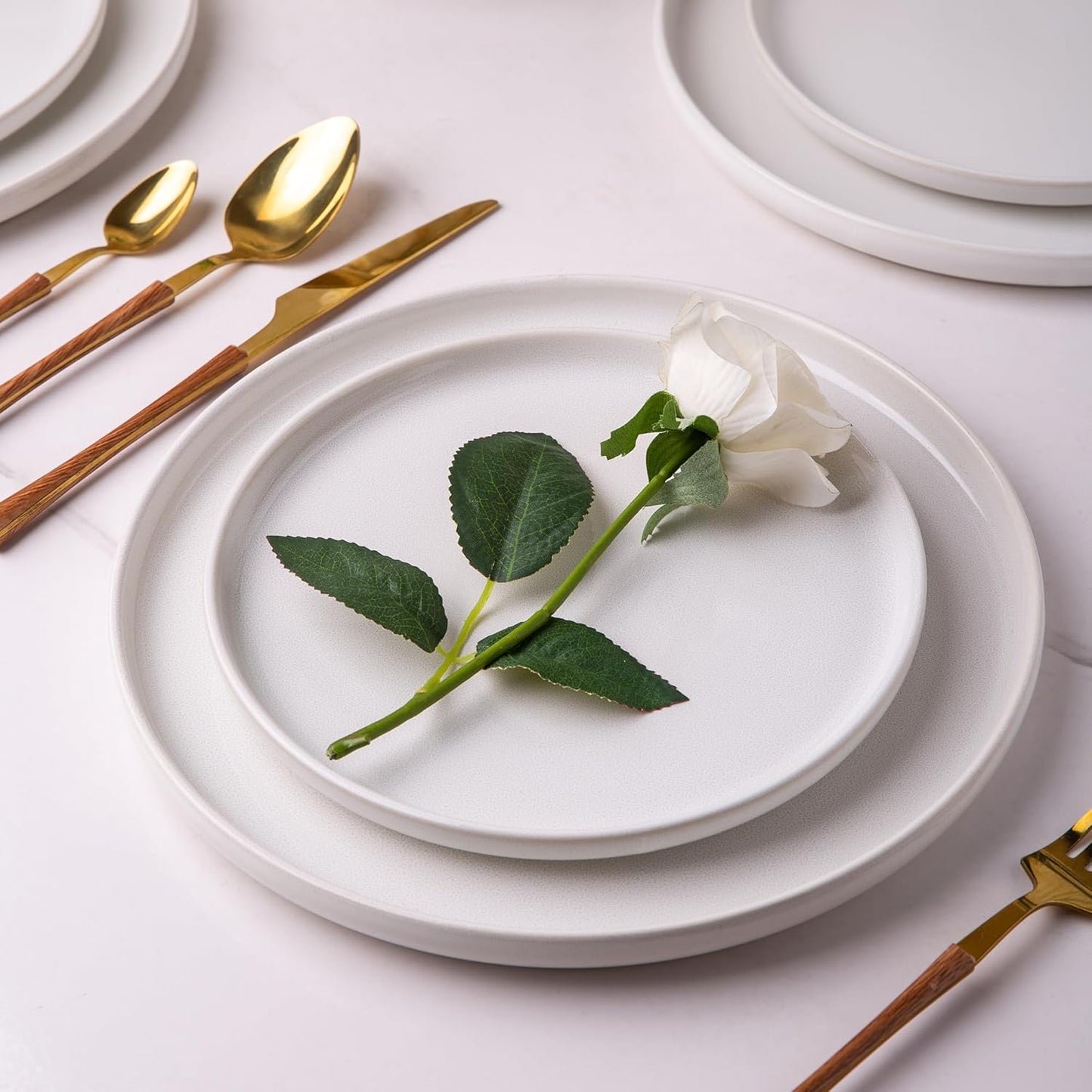 AmorArc Stoneware Dinnerware Sets,Round Reactive Glaze Plates and Bowls Sets,Highly Scratch Resistant | Dishwasher & Microwave Safe Dishes Set,Service for 6 (18pc)