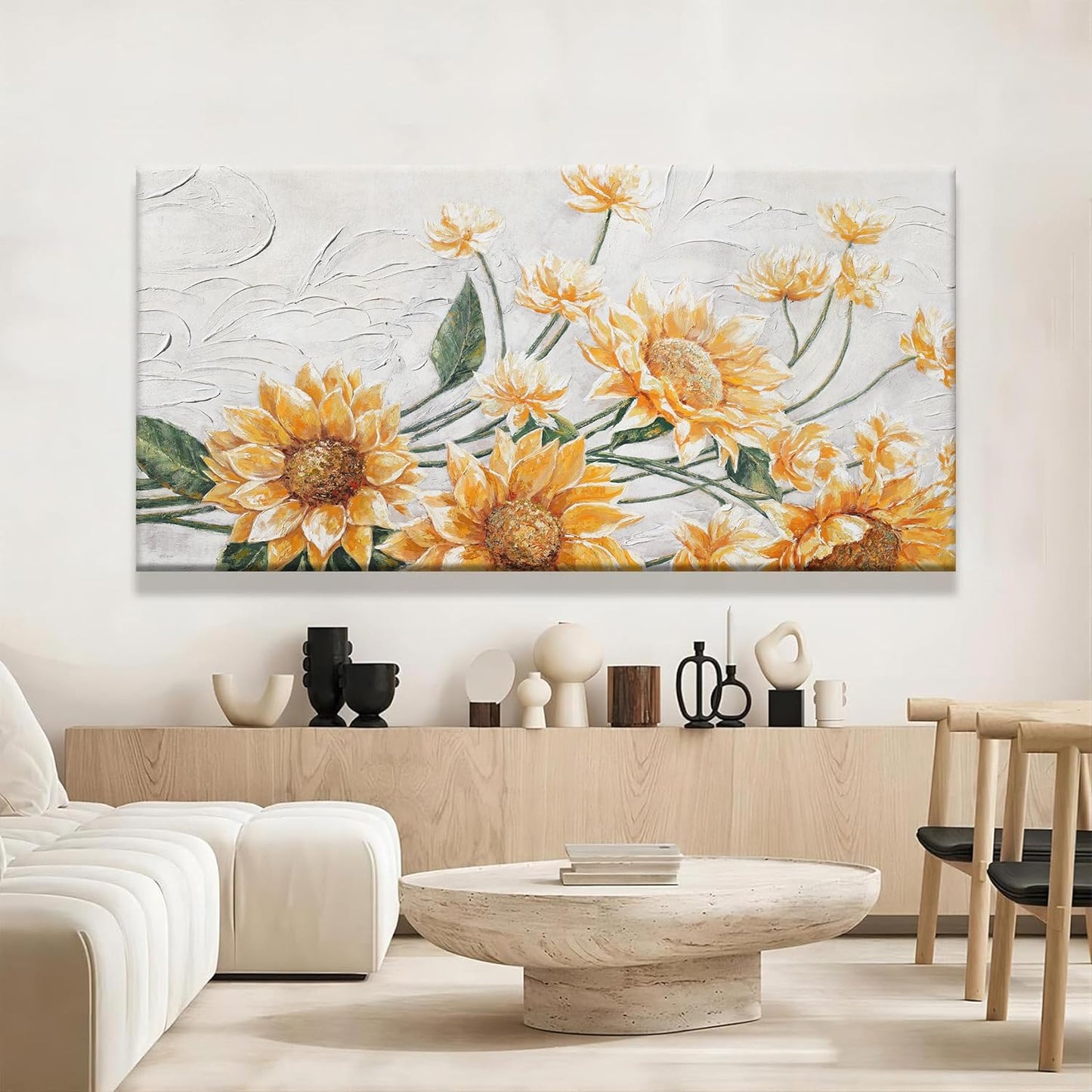 Canvas Wall Art Living Room Home Wall Decor Modern Canvas Art Wall Decor 29x58 Inches Large Wall Art Elegant Sunflower Picture For Bedroom Dining Room Office Artwork