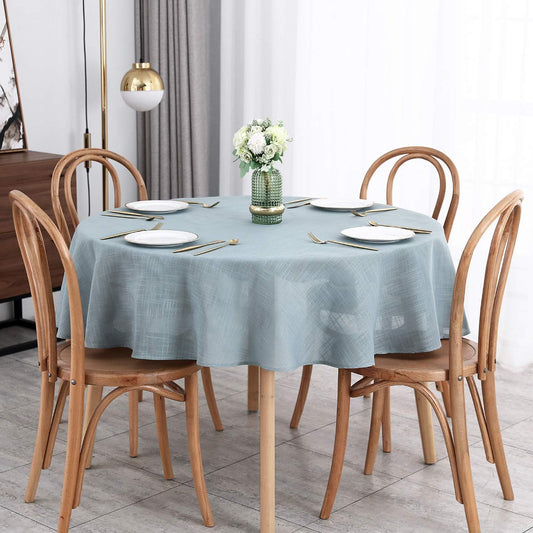 maxmill Lux Faux Linen Tablecloth with Slubby Yarn Textured Weaves Wrinkle Resistant Anti-Shrink Soft Table Cloth for Kitchen Dining Restaurant Tabletop for Event Dinner Round 70 Inch Slate Blue