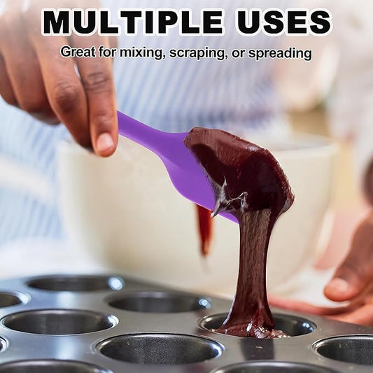 Anaeat Silicone Spatula Set of 5 - Seamless One-Pieces Design, Non-Stick Rubber Spatulas BPA Free Kitchen Scraper Flexible for Easy Baking, Cooking, Scraping & Mixing, Heat Resistant & Dishwasher Safe