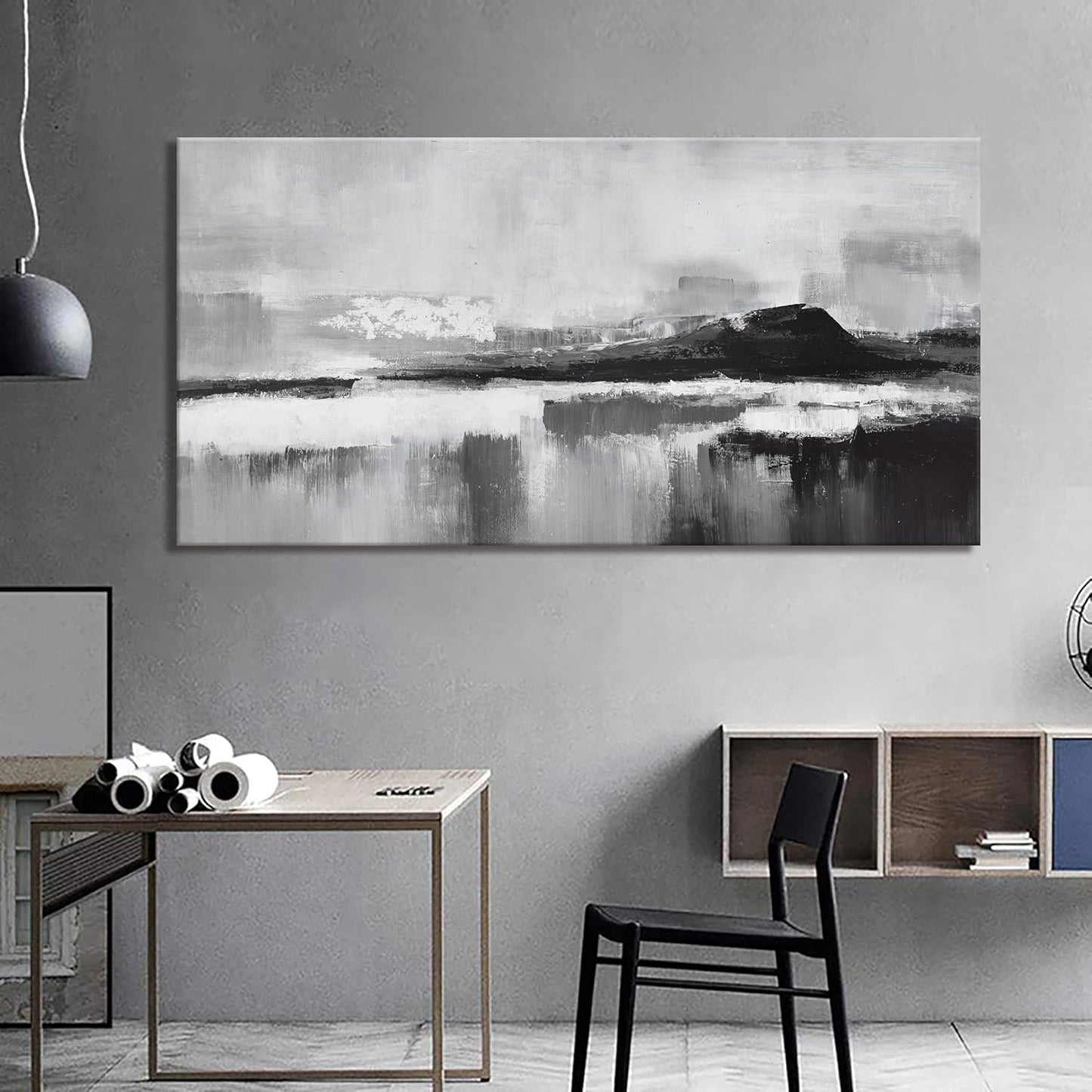 Abstract Wall Art Decor Modern paintings Wall Home Decor Wall Art Canvas Prints Black and White Wall Artwork for Living Room Bedroom Kitchen Office Decor 24"×48"