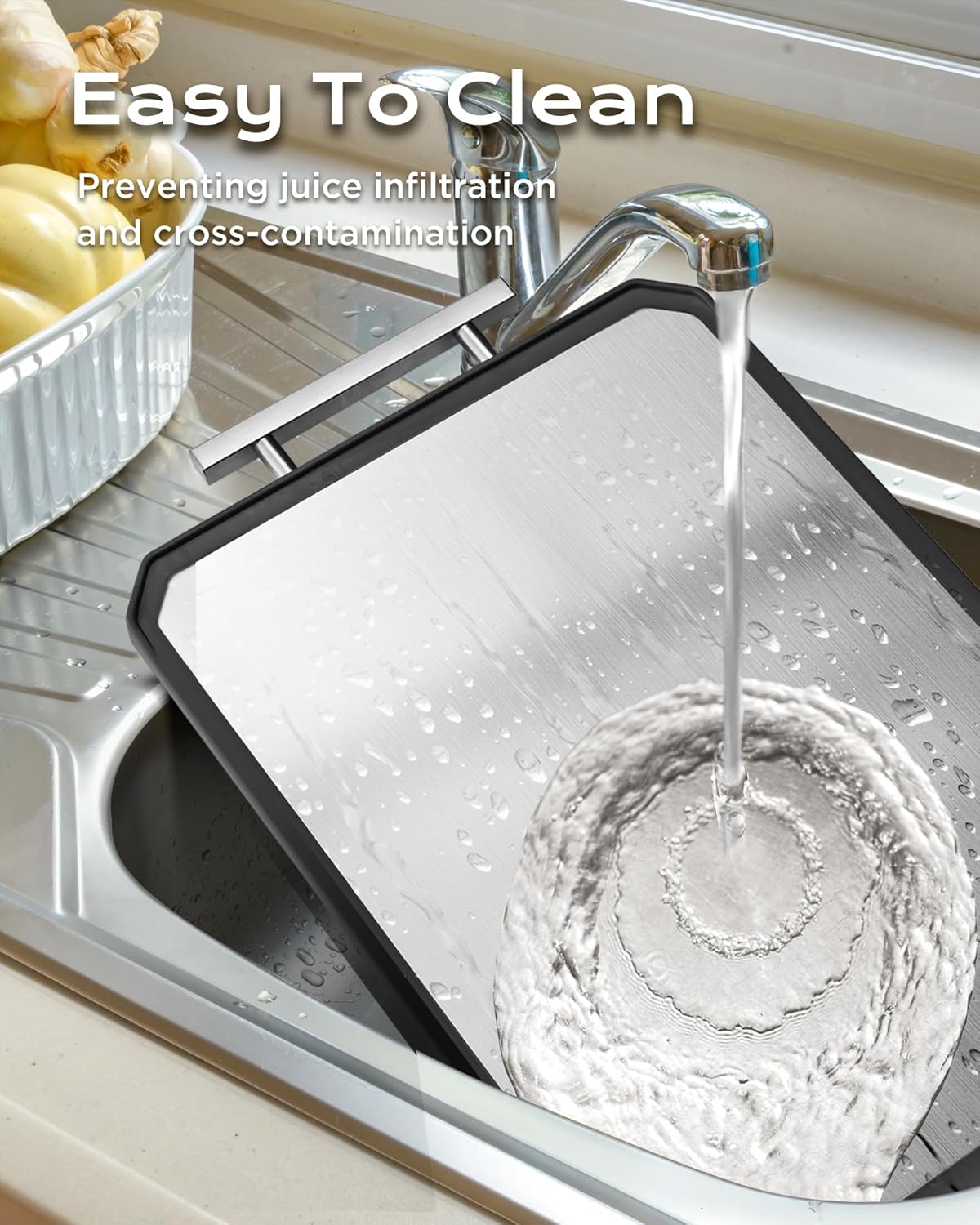 EXTRA LARGE Cutting Board,Double Sided Stainless Steel Cutting Boards Set for kitchen,Stainless Steel/Wheat straw pp Cutting Board for meat,Dishwasher Safe [20 * 13.8+16 * 11+12 * 8.3 Inch]