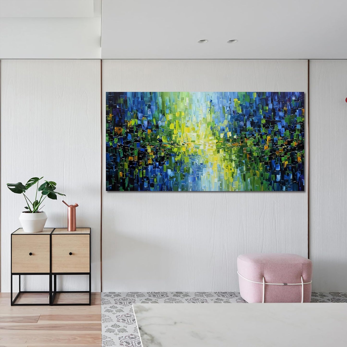 Abstract Canvas Art Wall Decor Large Modern Wall Art For Living Room Canvas Wall Art Decor Green Abstract Wall Art Prints Large Blue Wall Art Decor Art Work for Walls Bedroom Office Decor 24" X 48"