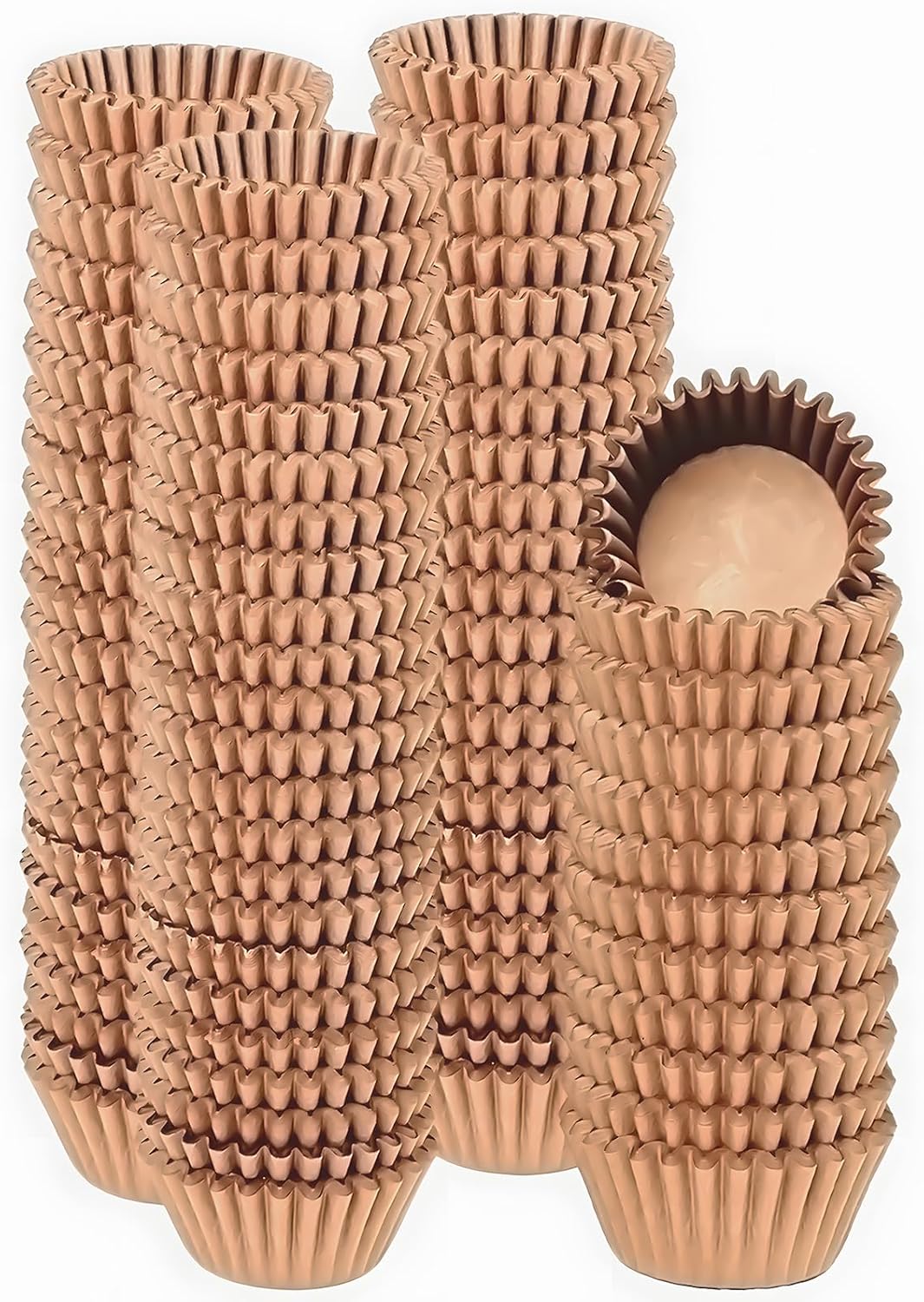 qiqee 600 Count Mini Cupcake Liners Natural Muffin Liners Food Grade Brown Baking Cups Paper No Smells（Small Size）