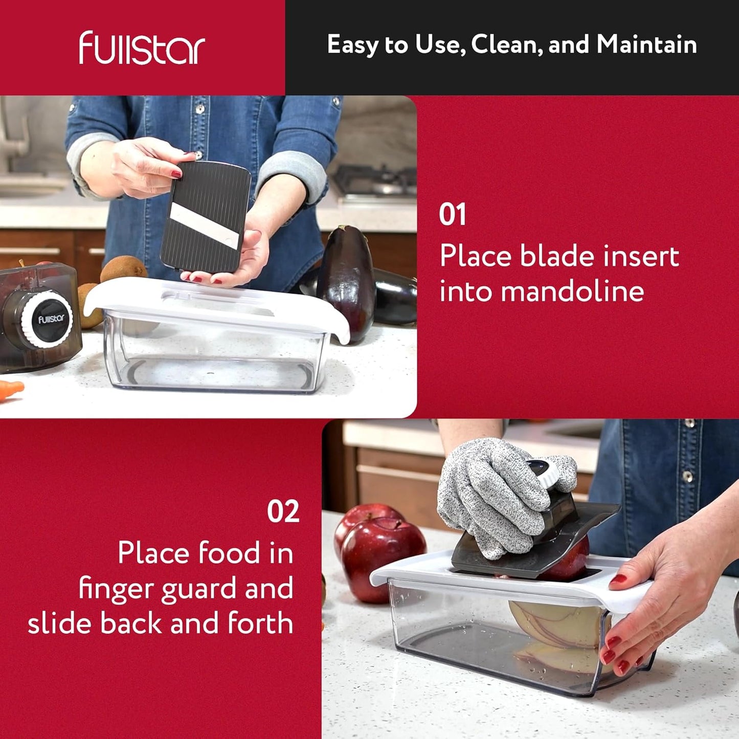 Fullstar Mandoline Slicer for Kitchen, Fruit Cutter, Cheese Grater, Cucumber Slicer, Food Cutter & Kitchen Gadgets (3 in 1, White)