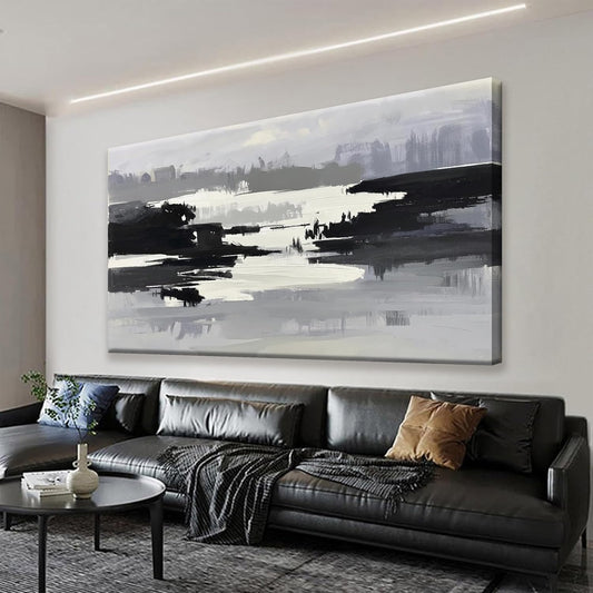 Abstract Wall Art Canvas Art Wall Decor For Living Room Decorations Large Black And Grey Abstract Wall Decor Office Abstract White Wall Art For Home Bedroom Kitchen Artwork 29x58 Inch