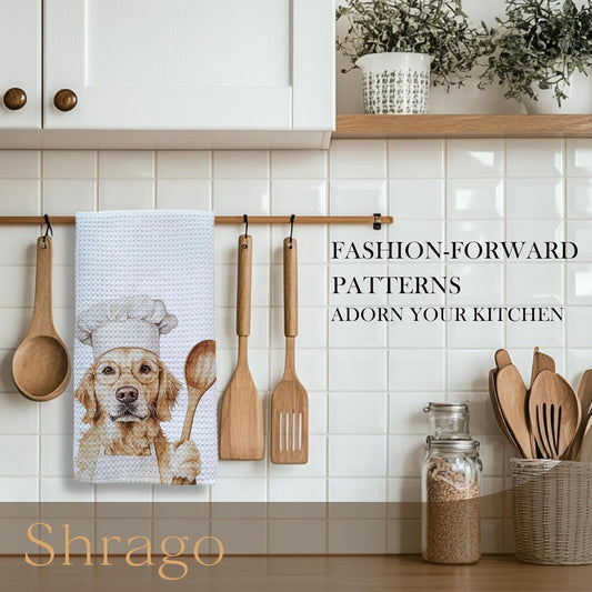 Funny Golden Retriever Chef Kitchen Towels, Gifts for Golden Retriever Lovers Dish Tea Towels for Kitchen, Chef Gifts for Men Women Decorative Hand Towel, 16x24 Inch