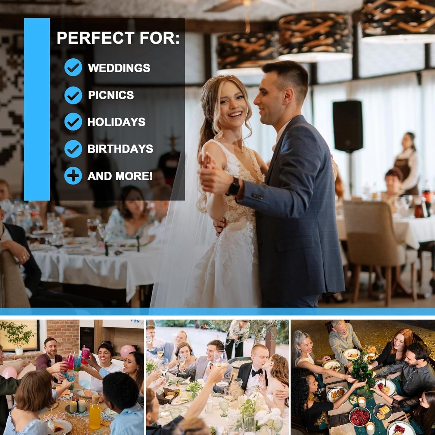 SUT 6-Pack Clear Serving Trays for Entertaining-16 x 11" Serving Platters for Snacks, Fruit, Cookies, Dessert, Reusable Plastic Trays for Serving Food and Party Organization in Kitchen & for Parties