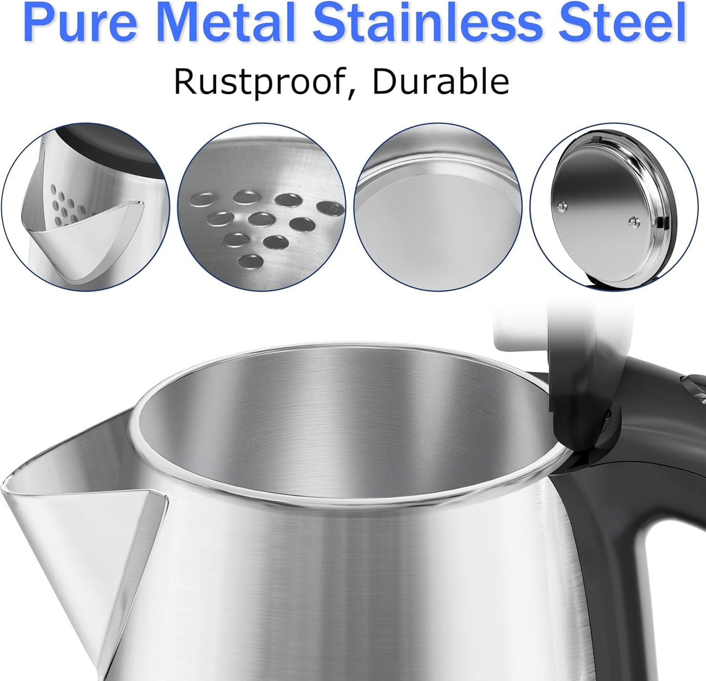 Stariver 2.5L Large Electric Kettle, BPA Free Stainless Steel Water Heater, Fast Boil Electric Tea Kettle, Water Boiler with Auto Shut-Off & Boil-Dry Protection for Family (10-12 Cups)