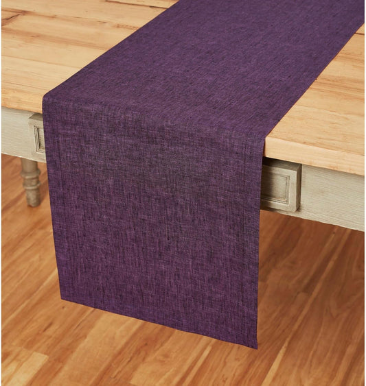 Solino Home Linen Table Runner 72 Inches Long - Athena, 100% Pure Linen Grape Dining Table Runner 14 x 72 Inch for Fall, Autumn, Halloween, Thanksgiving, Holiday