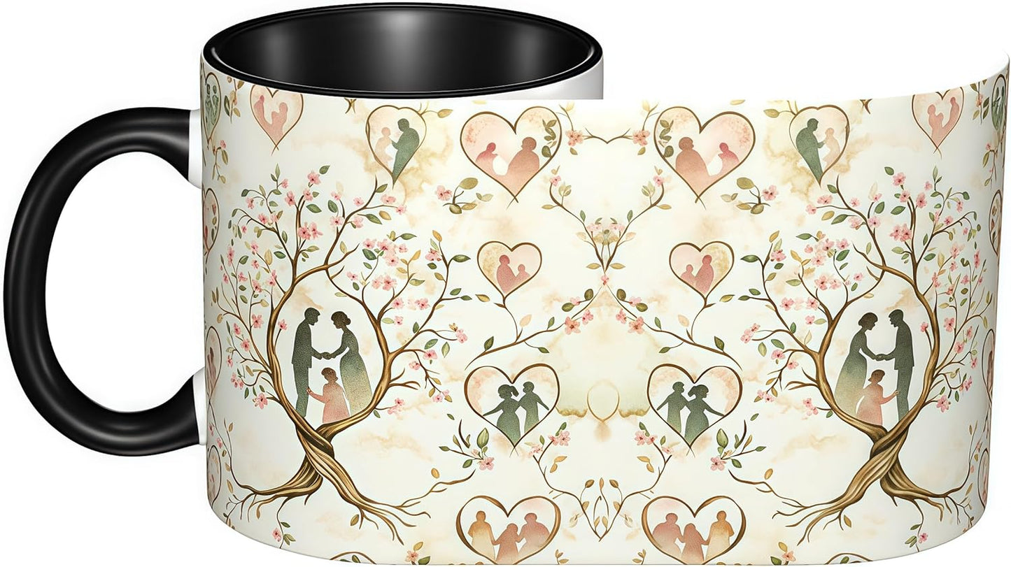 Family Tree Coffee Mug Ceramic Coffee Cup with Handle Microwave Safe for Home or Office Gifts for Women and Men
