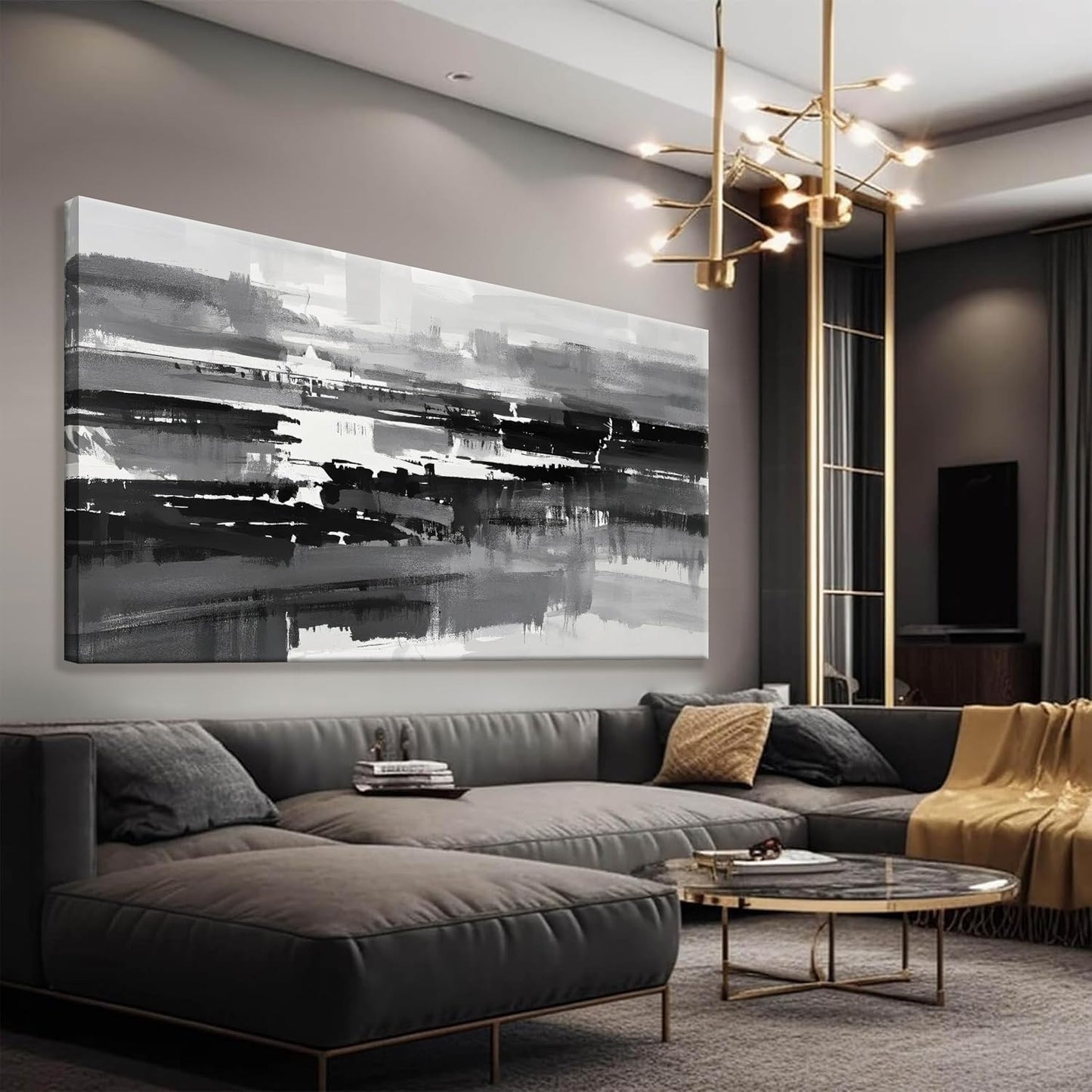 Abstract Wall Art For Bedroom Office Decor Grey And White Wall Art Painting Canvas Art Wall Decor Prints Ready To Hang Abstract Art Pictures 20×40 Inch