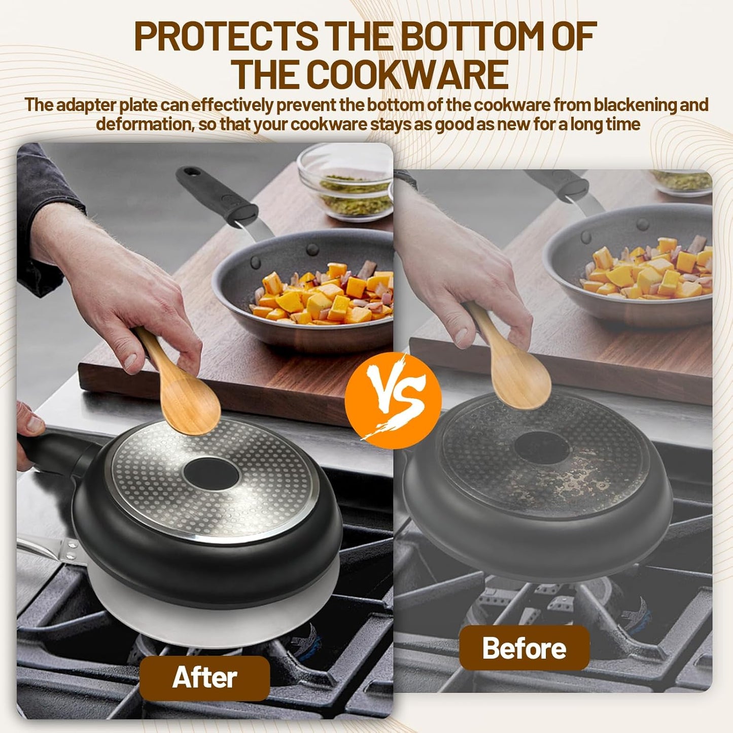 11in Induction Cooker Adapter Plate Stainless Steel Heat Sink with Rivets Handle for Aluminum Moka Pot Coffee Maker Heat Conductors for Kitchen Home and Camping 28cm