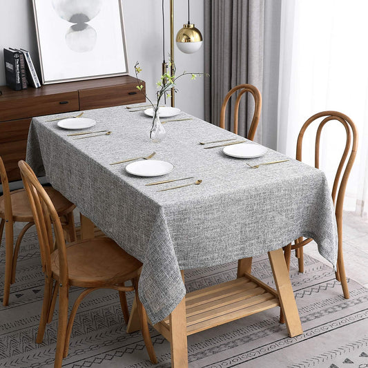 maxmill Flaxy Faux Linen Table Cloth with 2-Tone Slubby Texture Wrinkle Resistant Anti-Shrink Soft Tablecloth for Kitchen Dining Tabletop for Banquet Parties Rectangle 52 x 70 Inch Light Grey